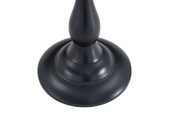 English Elm Small Round Metal Side Table Tempered Glass Top Vintage Industrial Accent for Bedroom Black W1512P514524