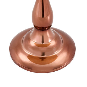 English Elm Small Round Metal Side Table Tempered Glass Top Vintage Industrial Accent for Bedroom Rose Gold W1512P514804