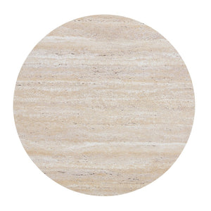 English Elm Round Faux Travertine MDF Coffee Table with Openwork Metal Legs for Living Room W1512P514899