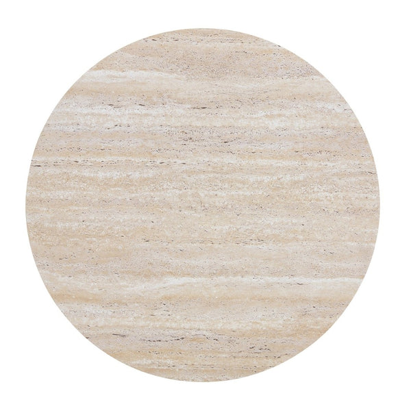 English Elm Round Faux Travertine MDF Coffee Table with Openwork Metal Legs for Living Room W1512P514899