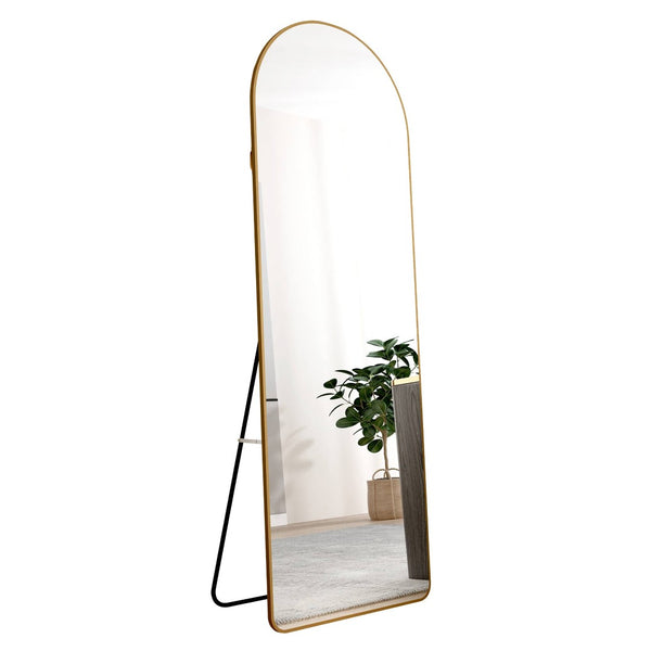 English Elm The Gold Arch Full Length Leaning Mirror Aluminum Frame for Bedroom or Entryway W1512P515033