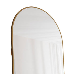 English Elm The Gold Arch Full Length Leaning Mirror Aluminum Frame for Bedroom or Entryway W1512P515033