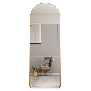 English Elm The Gold Arch Full Length Leaning Mirror Aluminum Frame for Bedroom or Entryway W1512P515033