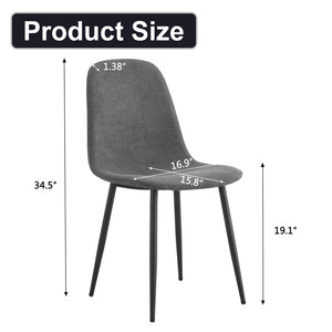 English Elm A Set of Four Linen Upholstered Dining Chairs with Foam Cushions and Matte Metal Legs W1512P515038