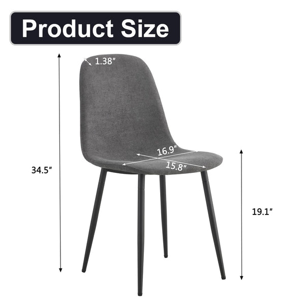 English Elm A Set of Four Linen Upholstered Dining Chairs with Foam Cushions and Matte Metal Legs W1512P515038