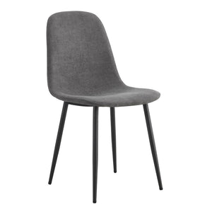 English Elm A Set of Four Linen Upholstered Dining Chairs with Foam Cushions and Matte Metal Legs W1512P515038