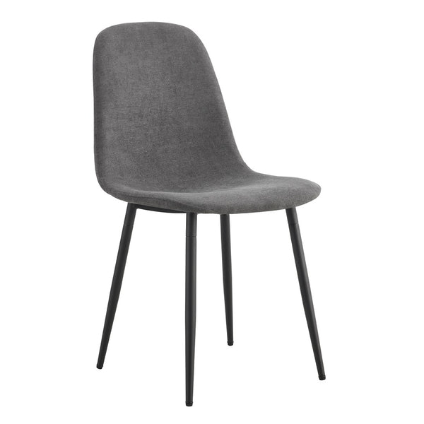 English Elm A Set of Four Linen Upholstered Dining Chairs with Foam Cushions and Matte Metal Legs W1512P515038