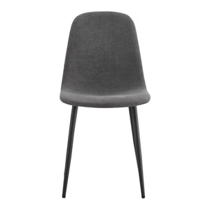 English Elm A Set of Four Linen Upholstered Dining Chairs with Foam Cushions and Matte Metal Legs W1512P515038