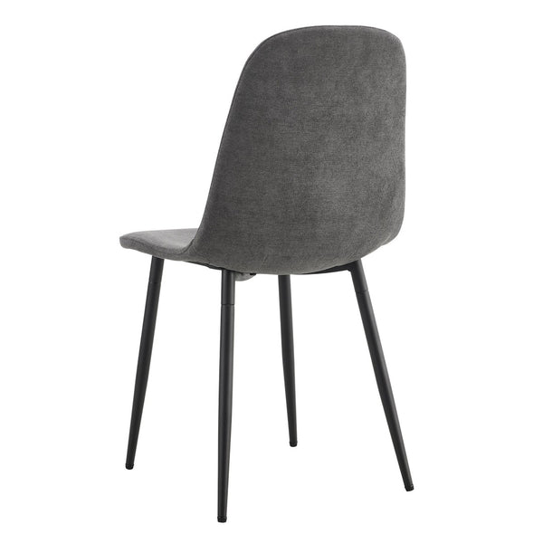 English Elm A Set of Four Linen Upholstered Dining Chairs with Foam Cushions and Matte Metal Legs W1512P515038