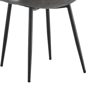 English Elm A Set of Four Linen Upholstered Dining Chairs with Foam Cushions and Matte Metal Legs W1512P515038