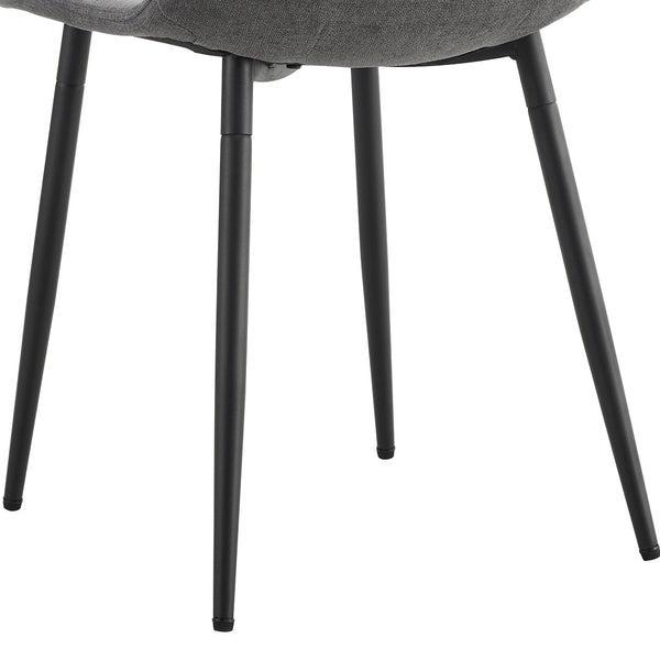 English Elm A Set of Four Linen Upholstered Dining Chairs with Foam Cushions and Matte Metal Legs W1512P515038