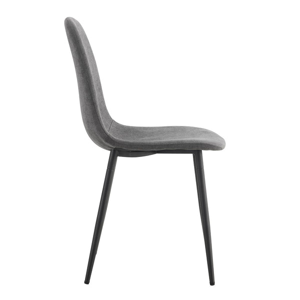 English Elm A Set of Four Linen Upholstered Dining Chairs with Foam Cushions and Matte Metal Legs W1512P515038