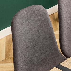 English Elm A Set of Four Linen Upholstered Dining Chairs with Foam Cushions and Matte Metal Legs W1512P515038