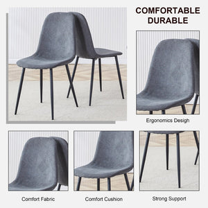 English Elm A Set of Four Linen Upholstered Dining Chairs with Foam Cushions and Matte Metal Legs W1512P515038