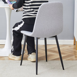 English Elm Comfortable Linen-cotton Set of Four Dining Chairs with Ergonomic Integrated Back W1512P515039