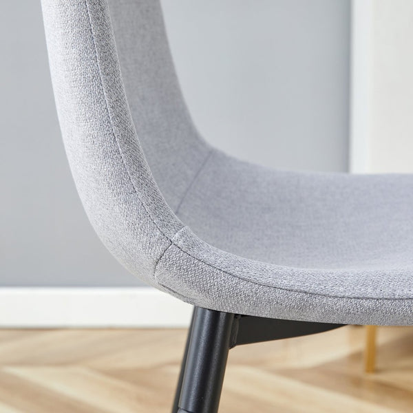 English Elm Comfortable Linen-cotton Set of Four Dining Chairs with Ergonomic Integrated Back W1512P515039
