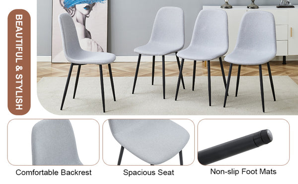English Elm Comfortable Linen-cotton Set of Four Dining Chairs with Ergonomic Integrated Back W1512P515039