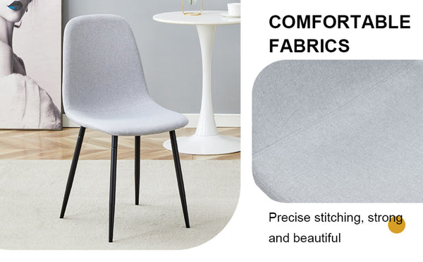 English Elm Comfortable Linen-cotton Set of Four Dining Chairs with Ergonomic Integrated Back W1512P515039