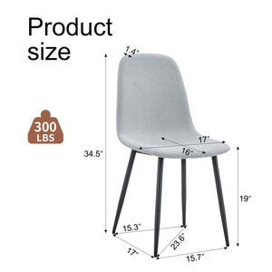 English Elm Comfortable Linen-cotton Set of Four Dining Chairs with Ergonomic Integrated Back W1512P515039