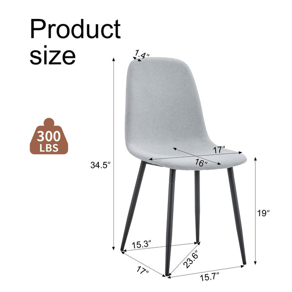 English Elm Comfortable Linen-cotton Set of Four Dining Chairs with Ergonomic Integrated Back W1512P515039