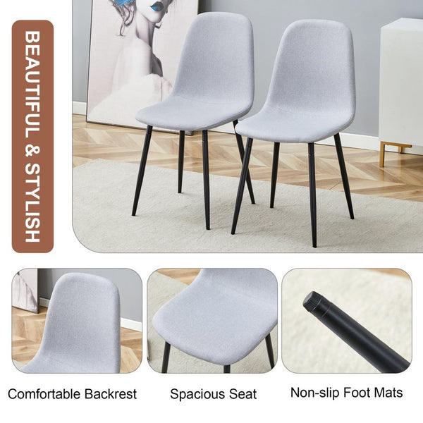English Elm Comfortable Linen-cotton Set of Four Dining Chairs with Ergonomic Integrated Back W1512P515039