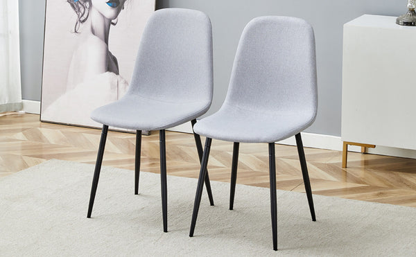 English Elm Comfortable Linen-cotton Set of Four Dining Chairs with Ergonomic Integrated Back W1512P515039