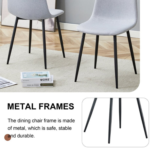 English Elm Comfortable Linen-cotton Set of Four Dining Chairs with Ergonomic Integrated Back W1512P515039