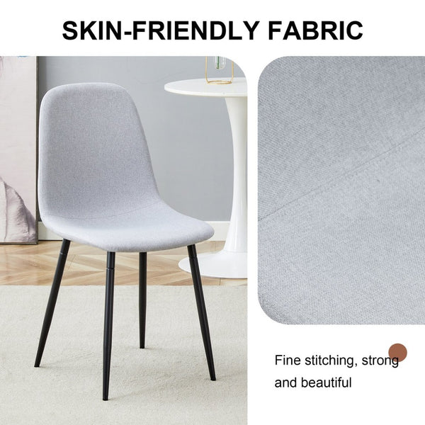 English Elm Comfortable Linen-cotton Set of Four Dining Chairs with Ergonomic Integrated Back W1512P515039