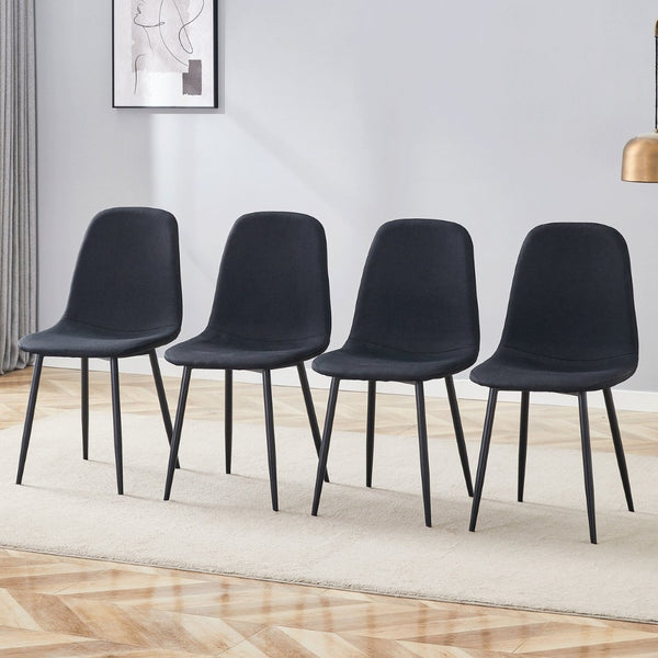 English Elm Luxury Linen-cotton Dining Chair Set of Four with Welded Metal Legs Modern Appeal W1512P515045