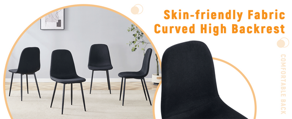 English Elm Luxury Linen-cotton Dining Chair Set of Four with Welded Metal Legs Modern Appeal W1512P515045