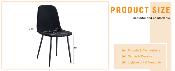 English Elm Luxury Linen-cotton Dining Chair Set of Four with Welded Metal Legs Modern Appeal W1512P515045