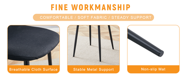 English Elm Luxury Linen-cotton Dining Chair Set of Four with Welded Metal Legs Modern Appeal W1512P515045