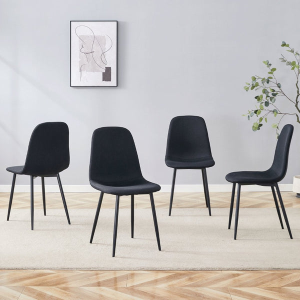 English Elm Luxury Linen-cotton Dining Chair Set of Four with Welded Metal Legs Modern Appeal W1512P515045