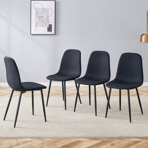 English Elm Luxury Linen-cotton Dining Chair Set of Four with Welded Metal Legs Modern Appeal W1512P515045