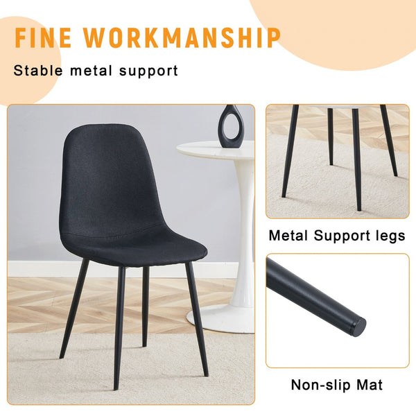 English Elm Luxury Linen-cotton Dining Chair Set of Four with Welded Metal Legs Modern Appeal W1512P515045