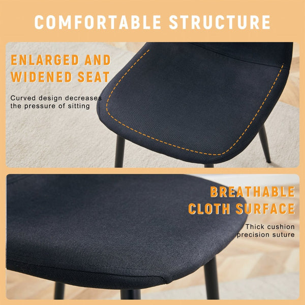 English Elm Luxury Linen-cotton Dining Chair Set of Four with Welded Metal Legs Modern Appeal W1512P515045