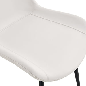 English Elm White Pu Leather Dining Chair Set of Four with Black Metal Legs and Curved Cushioned Seat W1512P515111