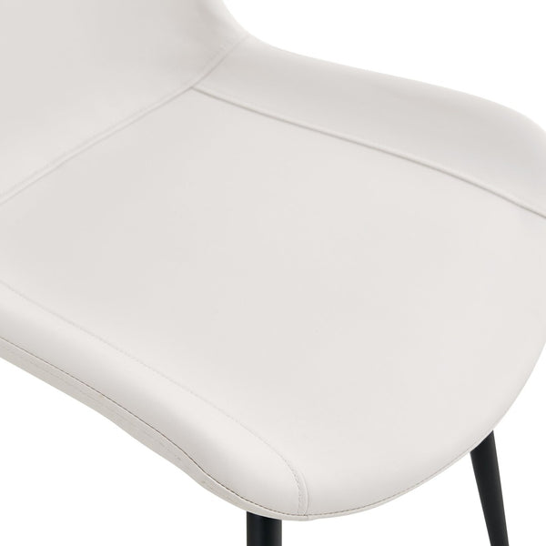 English Elm White Pu Leather Dining Chair Set of Four with Black Metal Legs and Curved Cushioned Seat W1512P515111