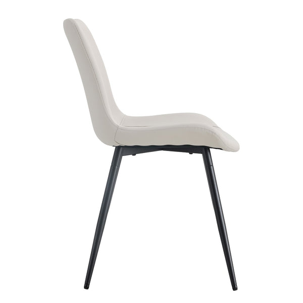 English Elm White Pu Leather Dining Chair Set of Four with Black Metal Legs and Curved Cushioned Seat W1512P515111