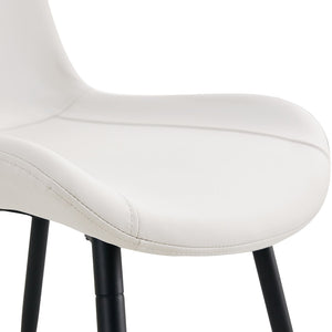 English Elm White Pu Leather Dining Chair Set of Four with Black Metal Legs and Curved Cushioned Seat W1512P515111