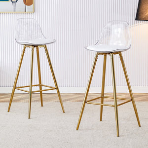 English Elm Modern Pu Leather Upholstered Barstools with Sleek Metal Legs for Kitchen or Dining W1512P515143