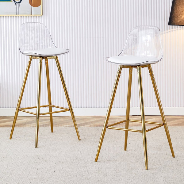 English Elm Modern Pu Leather Upholstered Barstools with Sleek Metal Legs for Kitchen or Dining W1512P515143