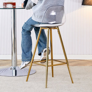 English Elm Modern Pu Leather Upholstered Barstools with Sleek Metal Legs for Kitchen or Dining W1512P515143