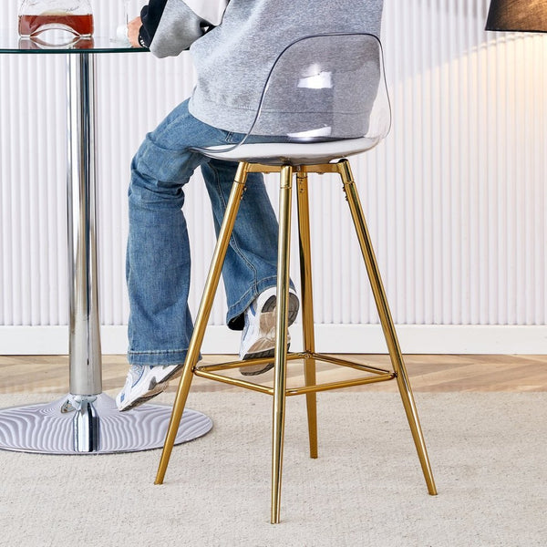 English Elm Modern Pu Leather Upholstered Barstools with Sleek Metal Legs for Kitchen or Dining W1512P515143