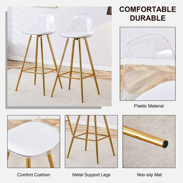 English Elm Modern Pu Leather Upholstered Barstools with Sleek Metal Legs for Kitchen or Dining W1512P515143