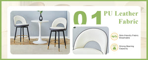 English Elm 360 Swivel Pu Leather Barstools Two-tone Upholstered Seats with Black Metal Base Set of 2 W1512P515195