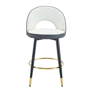English Elm 360 Swivel Pu Leather Barstools Two-tone Upholstered Seats with Black Metal Base Set of 2 W1512P515195