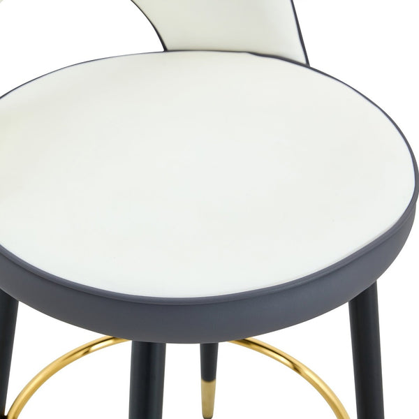 English Elm 360 Swivel Pu Leather Barstools Two-tone Upholstered Seats with Black Metal Base Set of 2 W1512P515195