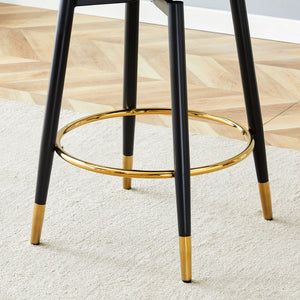 English Elm 360 Swivel Pu Leather Barstools Two-tone Upholstered Seats with Black Metal Base Set of 2 W1512P515195