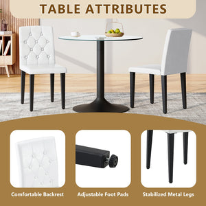 English Elm 4-Pack PU Leather Dining Chairs with Buckle Backrest Slim Metal Legs Modern Set W1512P515662